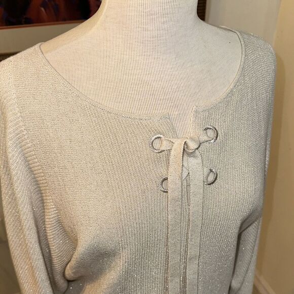 Tommy Bahama Champagne Shimmer Lace-Up Sweater Size XL - Picture 6 of 12